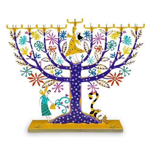 Judaica Hanukkah Family Tree Menorah