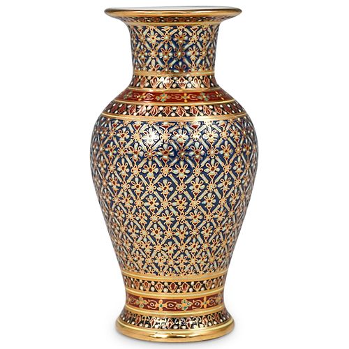 Thai Benjarong 18K Enameled Porcelain Vase