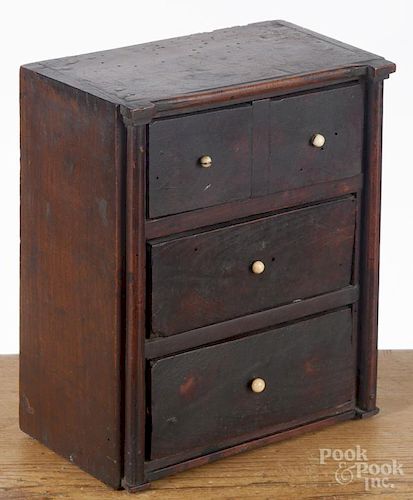 Miniature walnut chest of drawers, 19th c., 8'' h., 6 3/4'' w.