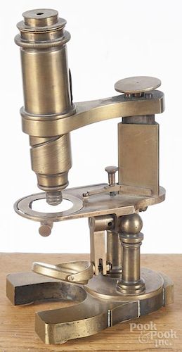 George Wale brass microscope, 9 3/4'' h.