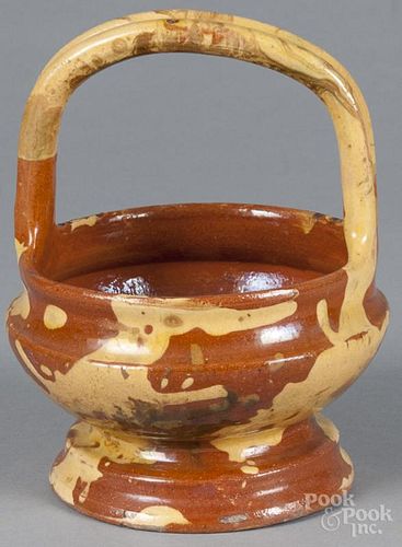 Redware basket, late 19th c., probably French, 7 3/4'' h.