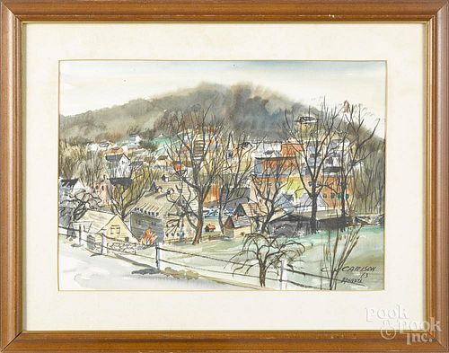 Charles X. Carlson (American 1902-1991), watercolor, titled Ephrata, signed lower right, 15'' x 21''