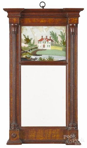 Sheraton painted mirror, ca. 1830, 25 3/4'' x 13''.