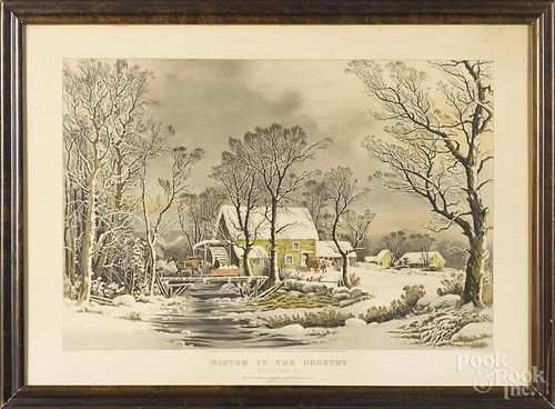 Early restrike of Currier & Ives, Winter in the Country, 18 1/4'' x 26 3/4''.