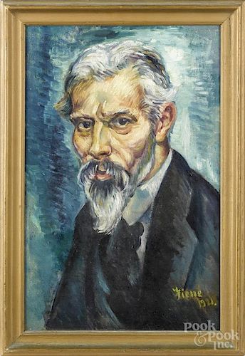 Ernest Feine (American, early 20th c.), oil on canvas portrait, signed lower right and dated 1921