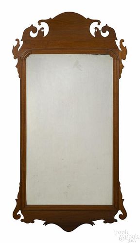 Chippendale style mahogany looking glass, 45 1/2" h.