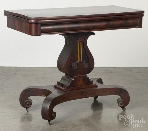 Empire mahogany card table, ca. 1840, 29 3/4'' h., 36 1/2'' w.