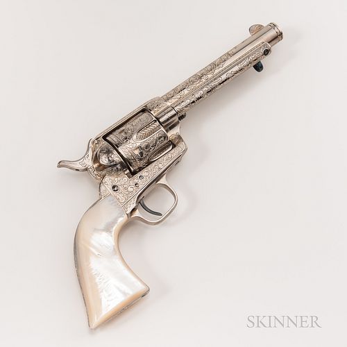 Nickel-plated Dale Woody Custom Engraved Colt Model 1873 Single-action Army Revolver