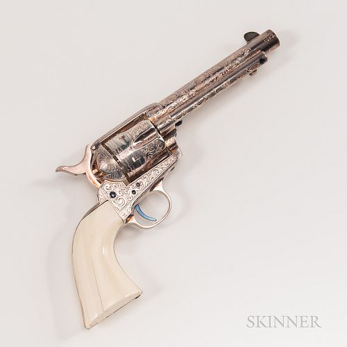 Silver-plated and Custom Engraved Colt Model 1873 Single-action Army Revolver