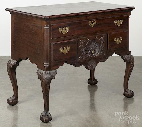 Benchmade Chippendale style carved mahogany lowboy, 29'' h., 33'' w.