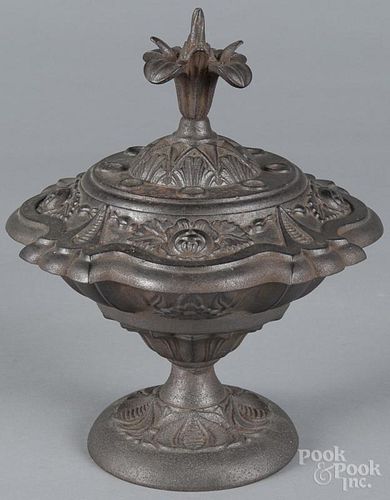 Cast iron urn, late 19th c., 10 1/2'' h.  Provenance: The Estate of Bernard B. Hillmann