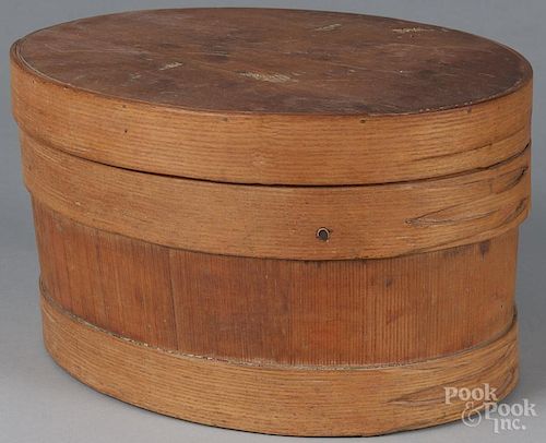 Split oak basket, 19th c., with a bentwood handle, 17'' h., together with a bentwood box, 9'' h.