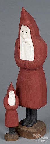 Two Frank Updegrove carved and painted Santa Claus, signed and inscribed Boyertown PA - 1977