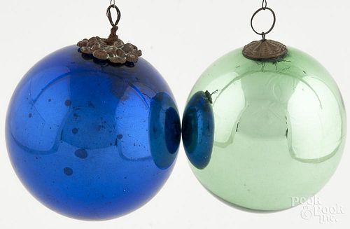 Two German Kugel Christmas ornaments, 4 3/4'' dia. and 5 1/4'' dia.