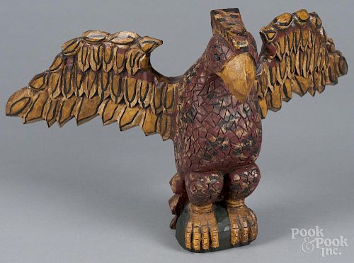 Daniel and Barbara Strawser, carved and painted eagle, initialed and dated 71 on underside