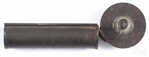 Connecticut tin flint wheel striker, 19th c., impressed Ives Patent Bristol, 5 1/2'' l.