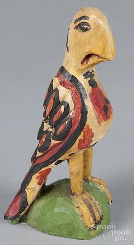 Daniel and Barbara Strawser, carved and painted eagle, initialed and dated 73 on underside