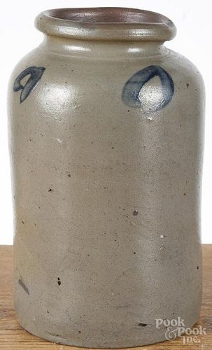 Pennsylvania stoneware jar, 19th c., with cobalt circles on the shoulder, 10 1/2'' h.