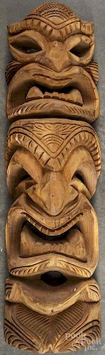Hawaiian carved totem pole, 20th c., 29 1/4'' h.