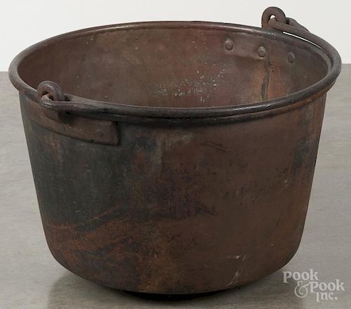 Lancaster, Pennsylvania copper apple butter kettle, 19th c., stamped, 19'' h., 28'' w.