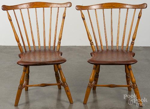 Pair of fanback Windsor side chairs, ca. 1790.