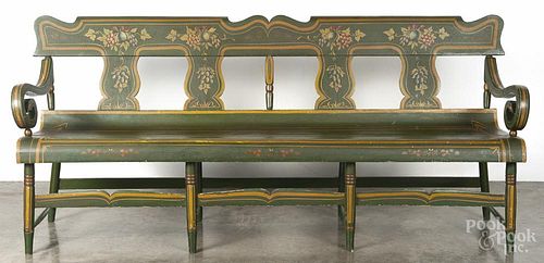 Pennsylvania painted settee, ca. 1900, 35'' h., 76 1/4'' w. Provenance: The Estate of Mark and Joan Eaby