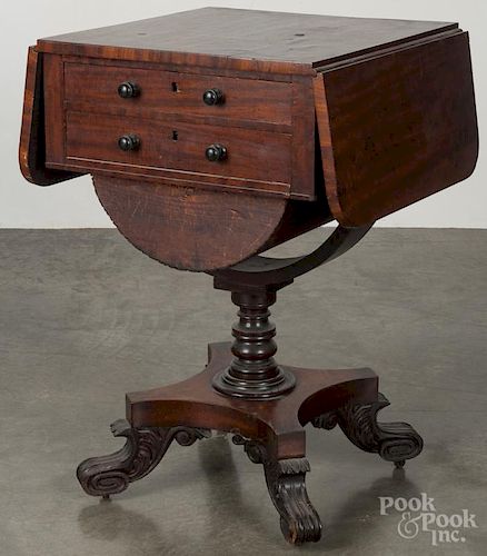Empire mahogany sewing stand, ca. 1840, 29 1/4'' h., 19 1/4'' w.
