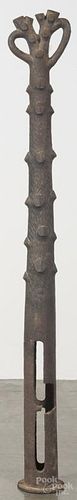 Cast iron stump-form hitching post, late 19th c., 63 1/2'' h.