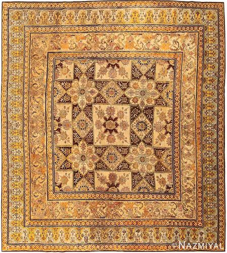 ANTIQUE INDIAN AGRA CARPET. 9 ft 8 in x 8 ft 8 in (2.95 m x 2.64 m).