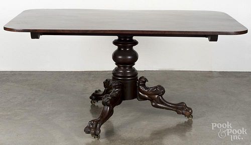Empire mahogany breakfast table, 19th c., 29'' h., 39 1/2'' w., 60'' d.