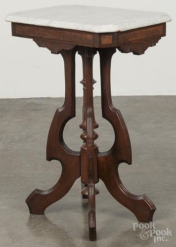 Victorian marble top stand, 27 1/2'' h., 20'' w. Provenance: The Estate of Katherine K. Gaeth