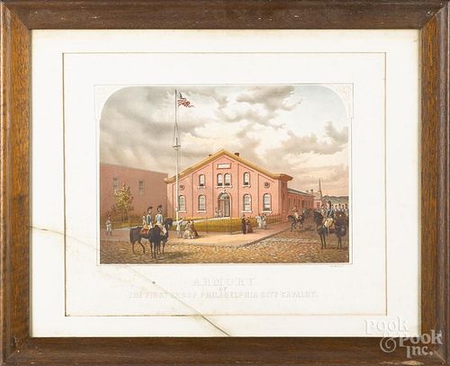 P.S. Duval, color lithograph, titled Armory of The First Troop Philadelphia City Cavalry