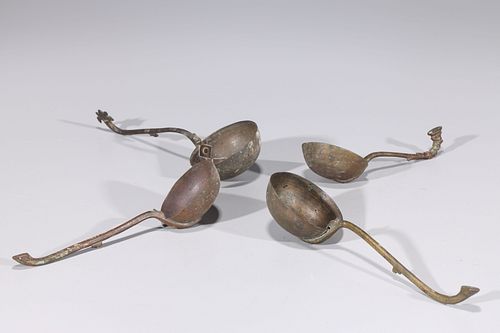 Group of Four Brass or Bronze Ladles