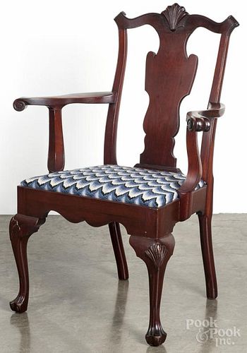 Chippendale style walnut armchair. Provenance: The Estate of Mark and Joan Eaby
