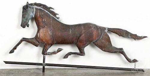Copper running horse weathervane, 20th c., 20 1/2'' h., 42'' w.