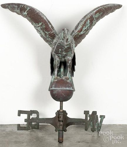 Copper eagle weathervane and directionals, 20th c., 22'' h.