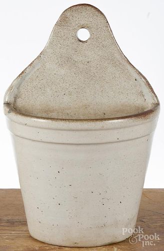 Stoneware hanging flowerpot, ca. 1900, 14'' h. Provenance: The Estate of Mark and Joan Eaby