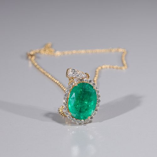 Emerald & Diamond 18K Gold Necklace