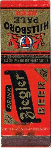 1941 Ziegler/Hillsboro Pale Beer 115mm long WI-ZIEG-4 No Advertising
