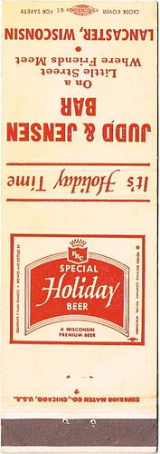 1958 Holiday Special Beer 114mm long WI-POT-12 Judd & Jensen Bar On a little street where friends meet. Lancaster Wisconsin