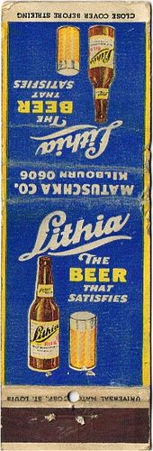 1933 Lithia Beer 121mm long WI-WB-2 Matuschka Distributing Co. Milwaukee