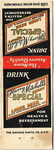 1935 Harry Mitchell's Special Lager Beer 113mm long TX-MITCHELL-1 For Health & Refreshment