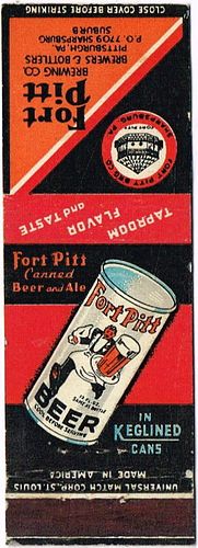1936 Fort Pitt Beer and Ale (no sked) 110mm long PA-FP-5 Classic Running Waiter can