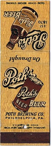 1935 Poth's Beer 110mm long PA-POTH-2 Poth's Distributors Corporation Newark New Jersey
