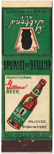 1933 Gibbons Beer 115mm long PA-GIBBONS-1 Crawford Beverage Co 129 Canal Street Providence Rhode Island