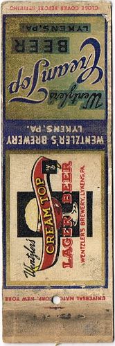 1933 Cream Top Lager Beer 122mm long PA-WEN-1 