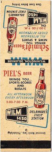 1942 Piel's Beer/Schmidt's Beer 114mm long NY-PIEL-7 Sports on WLM Wilmington Delaware radio