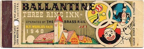 1940 Ballantine's Three Ring Inn 116mm long NJ-BALL-4 Three Ring Inn The Brass Rail