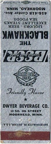 1954 Grain Belt Beer 115mm long MN-MINN-6 The Blackhwak 416-418 Center Ave Moorhead Minnesota