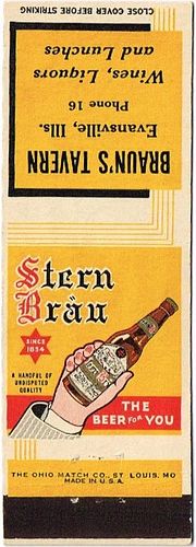 1950 Stern Brau Beer IL-SP-10 Bill Bergheger's Tavern Mascoutah Illinois "Tables for Ladies."